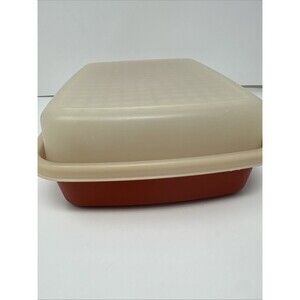 TUPPERWARE VINTAGE SEASON SERVE MARINADE CONTAINER Paprika Rust 1518-3 1519-3